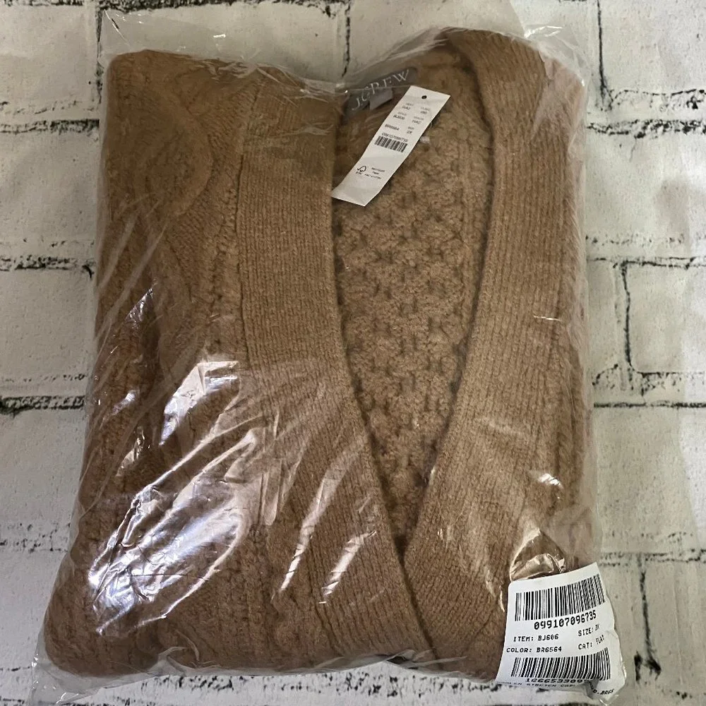 J. Crew Cable-knit stretch cardigan sweater 2X